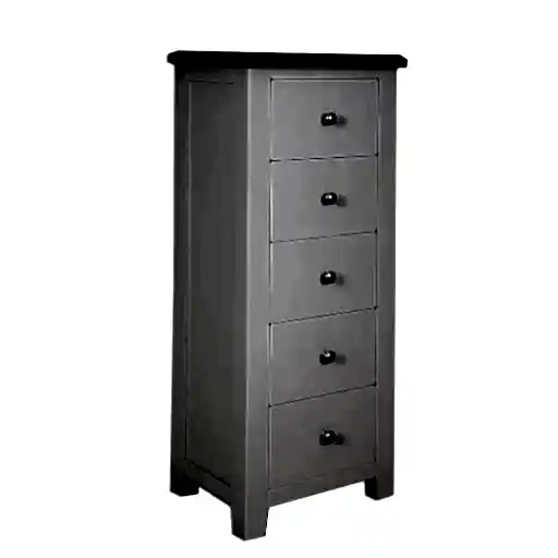 St.Ives French Grey & Oak Tall Boy Chest Of Drawers - The Furniture Mega Store