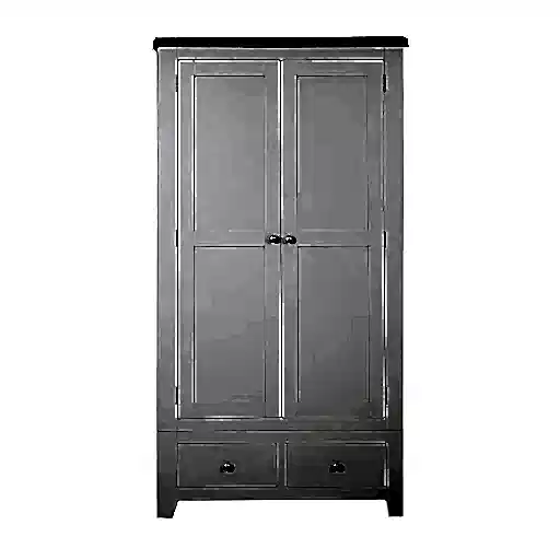 St.Ives French Grey & Oak 2 Door 2 Drawer Wardrobe - The Furniture Mega Store 
