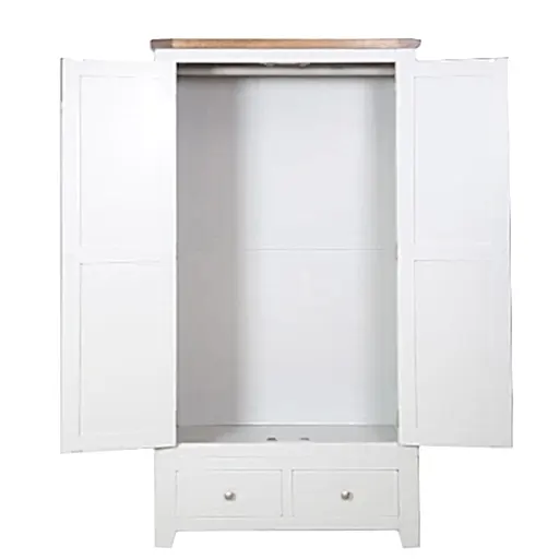 St.Ives French Grey & Oak 2 Door 2 Drawer Wardrobe - The Furniture Mega Store 
