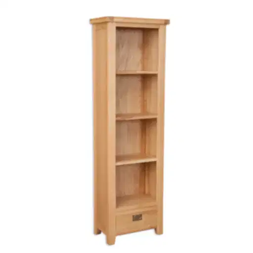 Wiltshire Natural Oak  1 Drawer Slim Bookcase - The Furniture Mega Store 