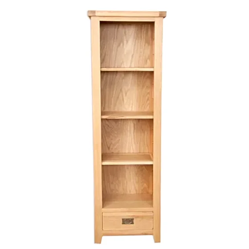 Wiltshire Natural Oak  1 Drawer Slim Bookcase - The Furniture Mega Store 