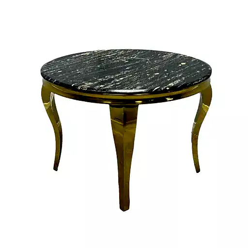 Louis 1.1m Round Black Marble & Gold Leg Dining Table - The Furniture Mega Store 