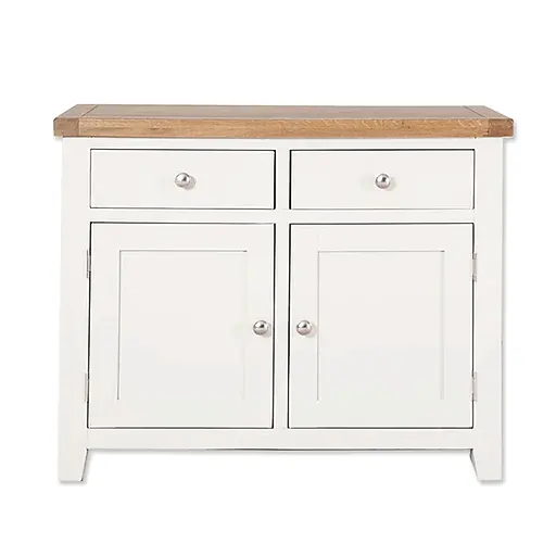 St.Ives White Painted & Oak 2 Door 2 Drawer Medium Sideboard - The Furniture Mega Store 