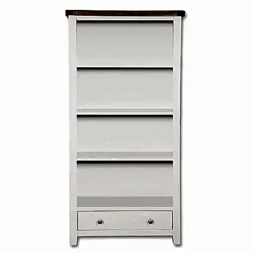 St.Ives White Painted & Oak Large 1 Drawer Bookcase - The Furniture Mega Store 