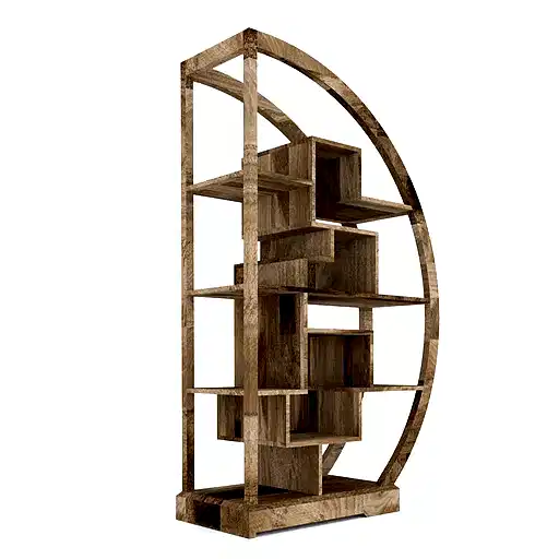 Cuban Mango Wood Semi Circle Display Shelving Unit - The Furniture Mega Store 