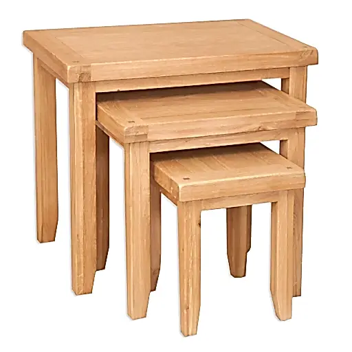 Wiltshire Natural Oak Nest Of 3 Tables - The Furniture Mega Store 