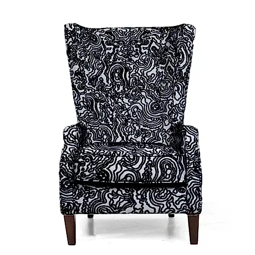 Noelle-Black Fabric Throne Wingback Accent Chair - Choice Of Legs - The Furniture Mega Store