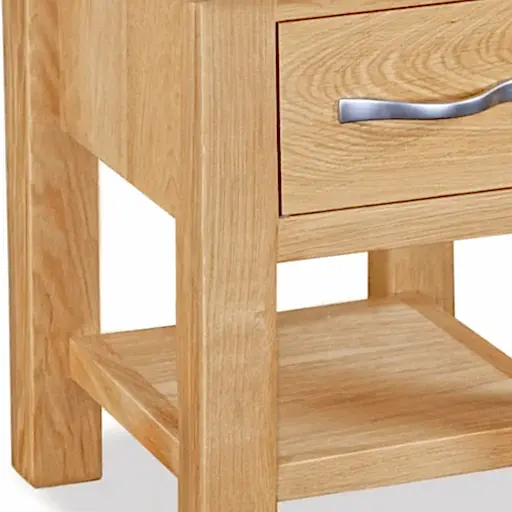 Bevel Natural Solid Oak 1 Drawer Lamp Table - The Furniture Mega Store 