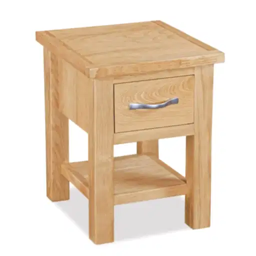 Bevel Natural Solid Oak 1 Drawer Lamp Table - The Furniture Mega Store 