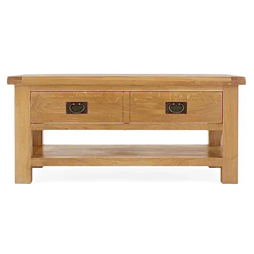 Sailsbury Solid Oak Large 2 Drawer Coffee Table - The Furniture Mega Store 
