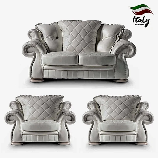 Pendragon Italian Leather 2 Seater Sofa & x2 Armchairs Set - The Furniture Mega Store