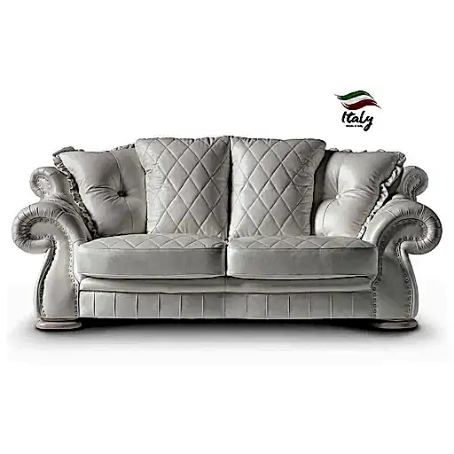 Pendragon Italian Leather Sofa Bed - Choice Of Leathers & Optional Swarovski Crystal Buttons. - The Furniture Mega Store