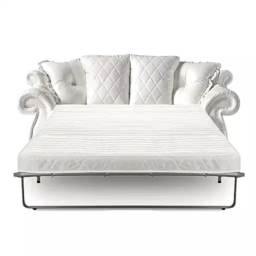 Pendragon Italian Leather Sofa Bed - Choice Of Leathers & Optional Swarovski Crystal Buttons. - The Furniture Mega Store