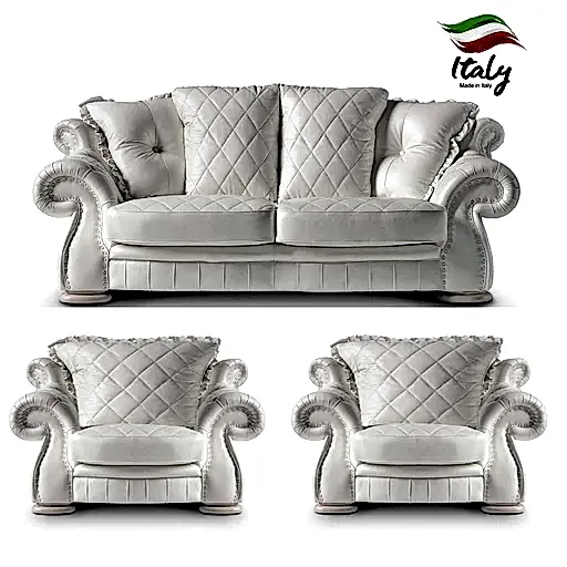 Pendragon Italian Leather 3 Seater Sofa & x2 Armchairs Set - The Furniture Mega Store
