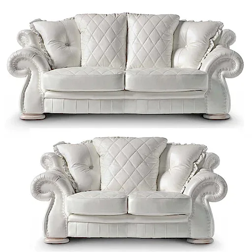 Pendragon Italian Leather 3 Seater & 2 Seater Sofa Set - Choice Of Leathers & Optional Swarovski Crystal Buttons - The Furniture Mega Store
