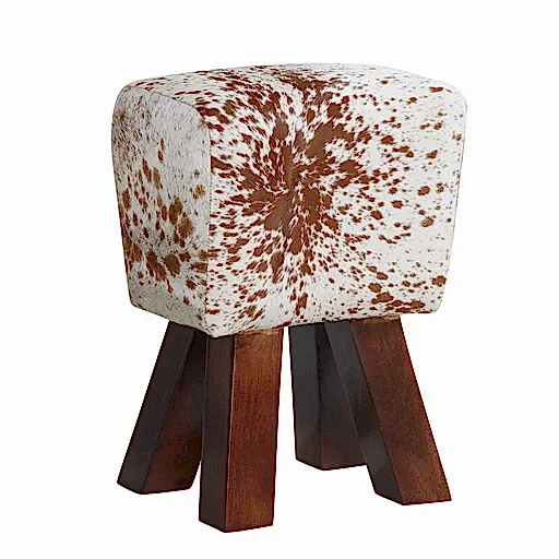 Cow Hide Natural Upholstered Stool - The Furniture Mega Store