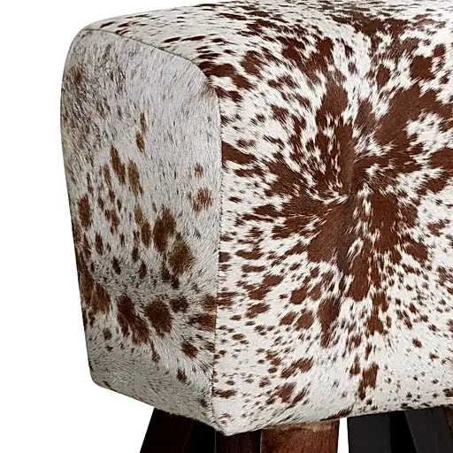 Cow Hide Natural Upholstered Stool - The Furniture Mega Store