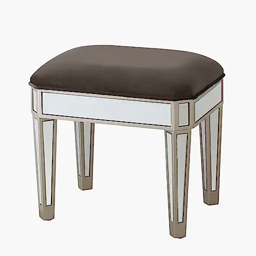 Rosa Mirrored Dressing Table Stool - The Furniture Mega Store 