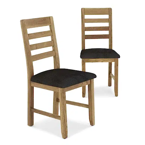 Bakerloo Victoria Steel Fabric & Oak Ladder Back Dining Chair (Sold In Pairs) - The Furniture Mega Store