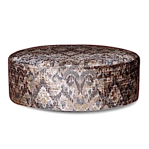 Angelo Gold Fabric Large Round Accent Footstool - The Furniture Mega Store 