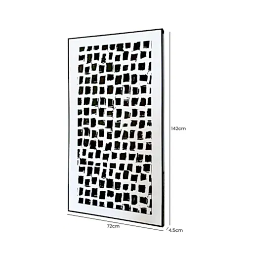 Framed Black & White Abstract Canvas - 72cm x 142cm - The Furniture Mega Store 