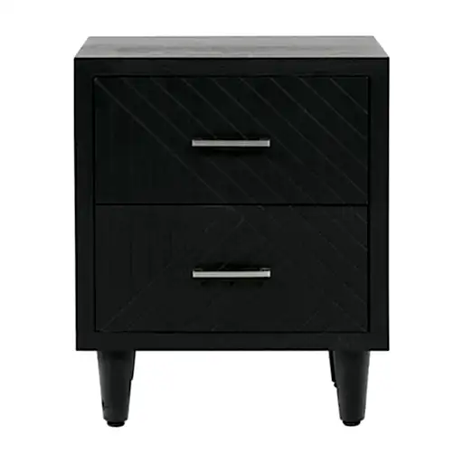 Solo 2 Drawer Bedside Cabinet Black - The Furniture Mega Store 