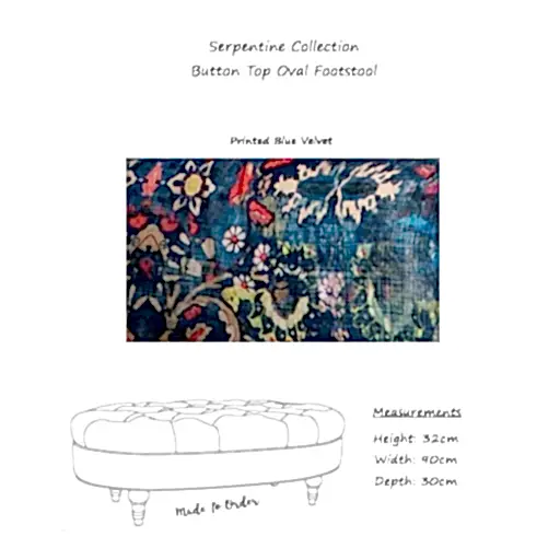 Serpentine Button Tufted Top Oval Footstool - The Furniture Mega Store