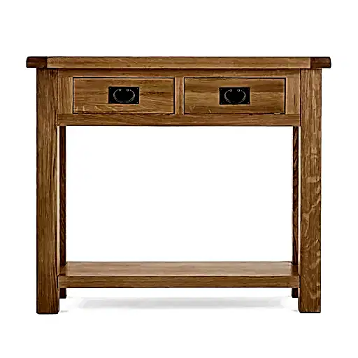 Sailsbury Solid Oak 2 Drawer Console Table - The Furniture Mega Store 
