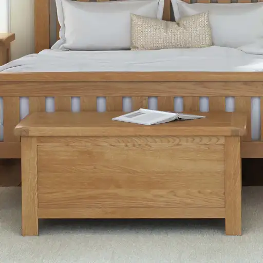 Sailsbury Solid Oak Blanket Box - The Furniture Mega Store