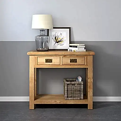 Sailsbury Solid Oak 2 Drawer Console Table - The Furniture Mega Store 