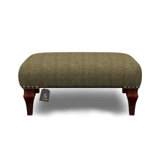 Harris Tweed Small Banquet Footstool - Choice Of Tweed & Legs - The Furniture Mega Store