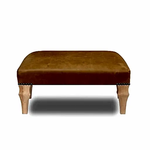Vintage Leather Small Banquet Footstool - Choice Of Leather & Leg Finishes - The Furniture Mega Store