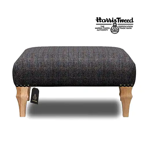 Harris Tweed Small Banquet Footstool - Choice Of Tweed & Legs - The Furniture Mega Store