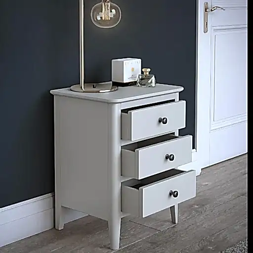 Stowe Silver Grey 3 Drawer Bedside Cabinet - The Furniture Mega Store 