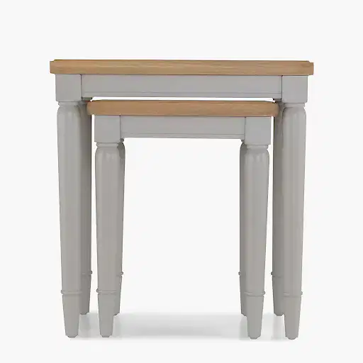 Sunbury Oak & Grey Painted Nest Of 2 Tables - The Furniture Mega Store 