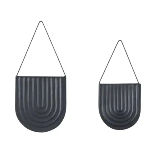 Lulu Wall Planters (Set of 2) Black - The Furniture Mega Store 