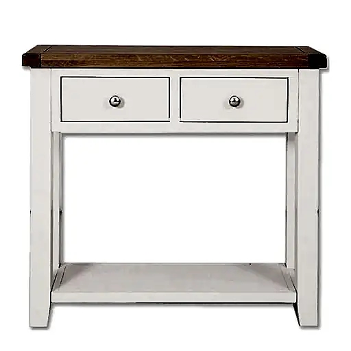St.Ives White Painted & Oak 2 Drawer Console Table - The Furniture Mega Store 