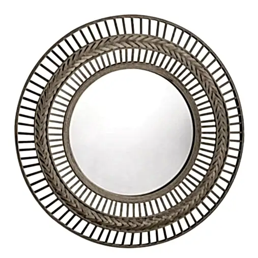 Zena Grey Bamboo Wall Mirror - 90cm - The Furniture Mega Store 