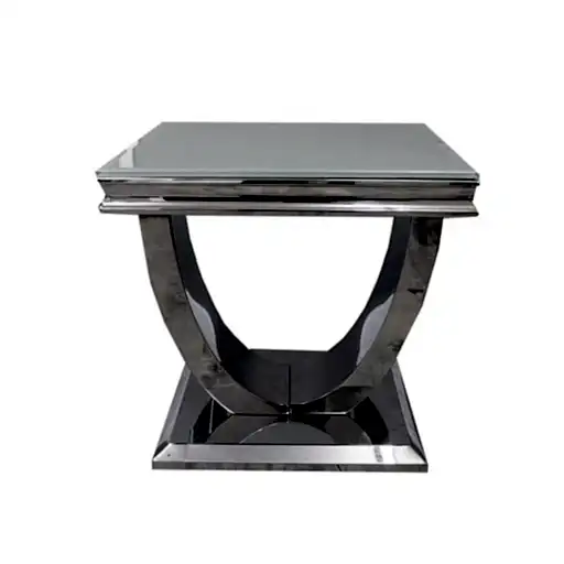 Ariel Glass & Polished Steel End Table - The Furniture Mega Store