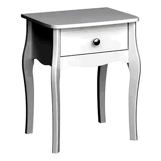 Baroque 1 Drawer Bedside Table - White Painted Finish - The Furniture Mega Store 