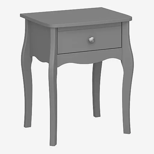 Baroque 1 Drawer Bedside Table - Grey Painted Finish - The Furniture Mega Store 