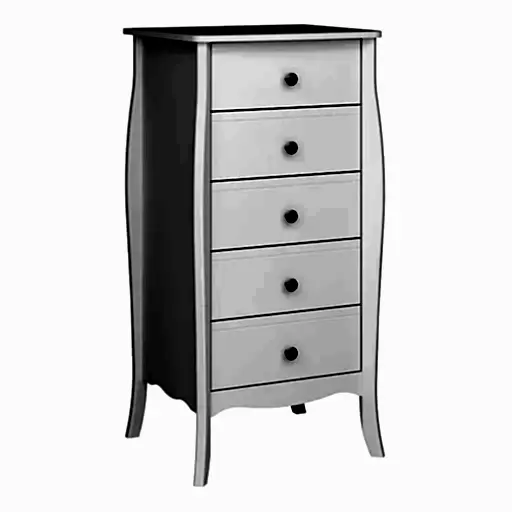 Baroque 5 Drawer Tall Boy - White Painted Finish - The Furniture Mega Store 