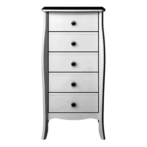 Baroque 5 Drawer Tall Boy - White Painted Finish - The Furniture Mega Store 