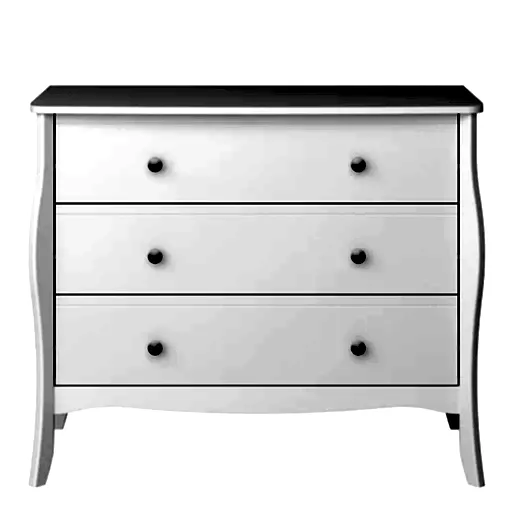 Baroque 3 Drawer Chest Of Drawers - White Painted Finish - The Furniture Mega Store 
