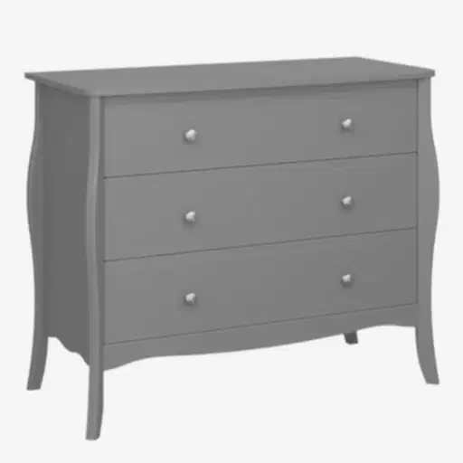 Baroque 3 Drawer Chest Of Drawers - Grey Painted Finish - The Furniture Mega Store 