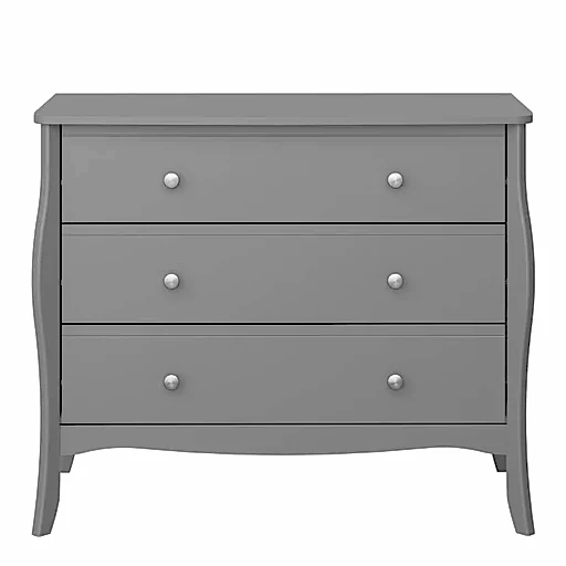 Baroque 3 Drawer Chest Of Drawers - Grey Painted Finish - The Furniture Mega Store 