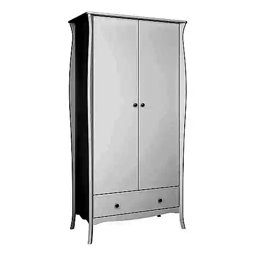Baroque 2 Door 1 Drawer Wardrobe - White Painted Finish - The Furniture Mega Store 