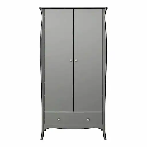 Baroque 2 Door 1 Drawer Wardrobe - Grey Painted Finish - The Furniture Mega Store 