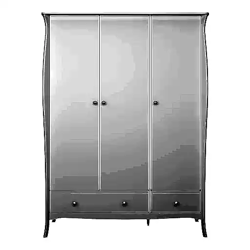 Baroque 3 Door 2 Drawer Wardrobe - White Painted Finish - The Furniture Mega Store 