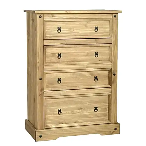 Corona 4 Drawer Chest - Distressed Waxed Pine - The Furniture Mega Store 